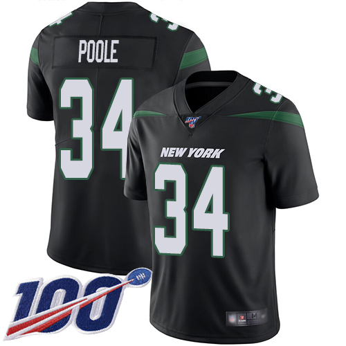 New York Jets Limited Black Youth Brian Poole Alternate Jersey NFL Football #34 100th Season Vapor Untouchable->->Youth Jersey